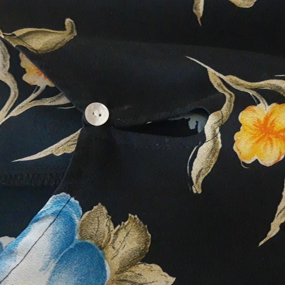 NY&Co Floral Watercolor Print Tank Dress VTG 90s Navy Blue Orange Yellow Size 8 - Picture 5 of 16